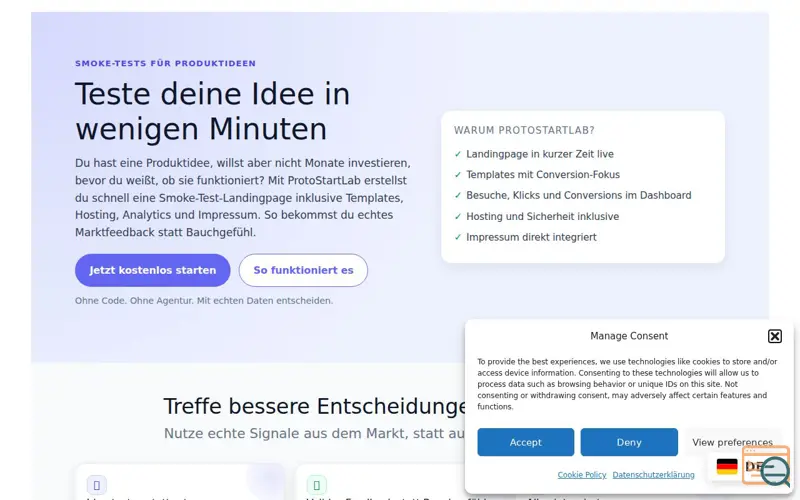 Screenshot of Protostartlab
