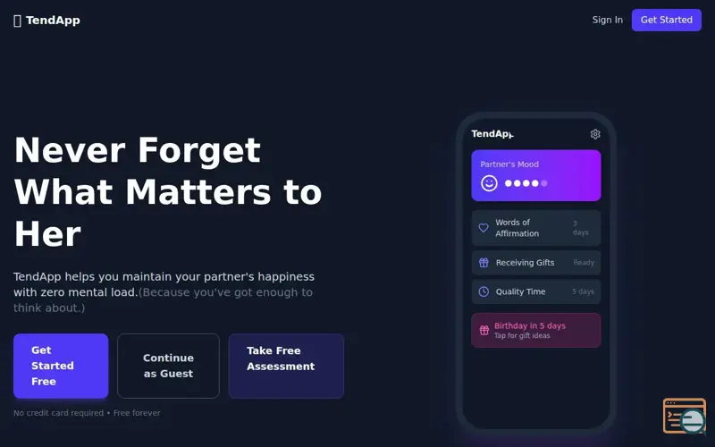 Screenshot of TendApp