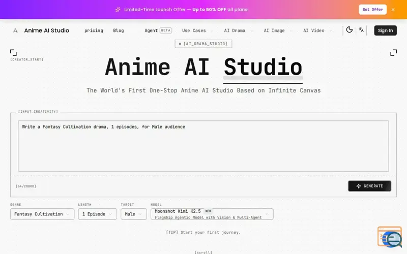 Screenshot of Anime AI Studio