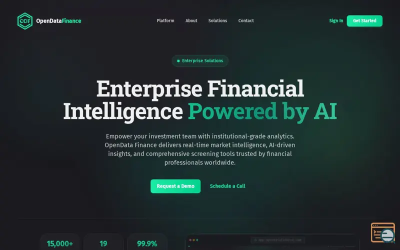 Screenshot of OpenData Finance