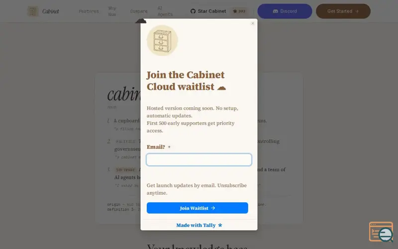 Screenshot of Cabinet