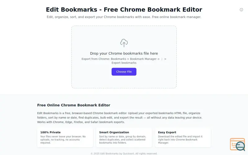 Screenshot of Edit Bookmarks