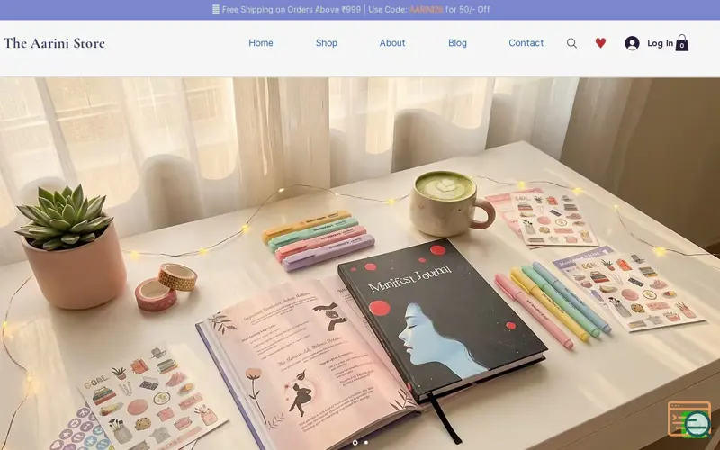 Screenshot of Aarini Journals