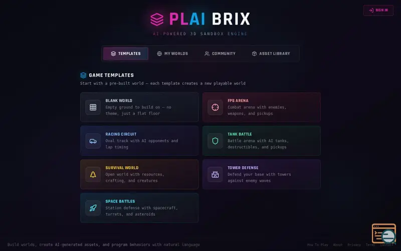 Screenshot of PLAI BRIX