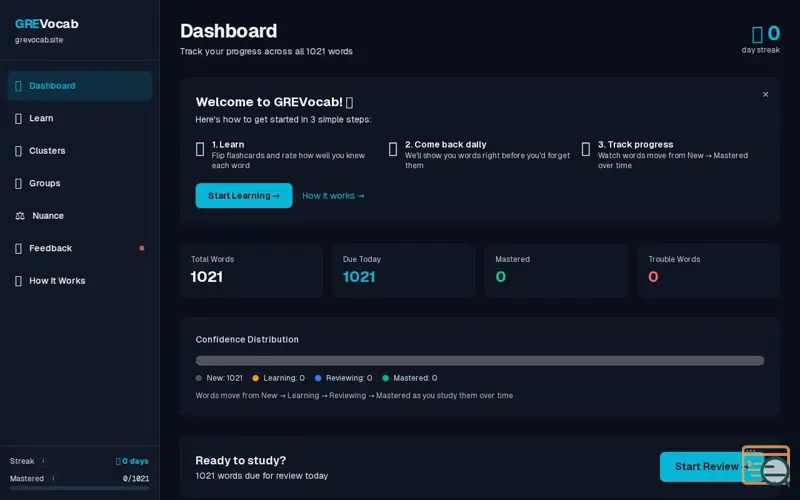 Screenshot of GREVocab — Master GRE Vocabulary