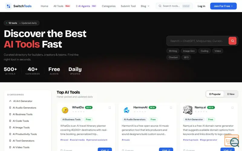 Screenshot of SwitchTools
