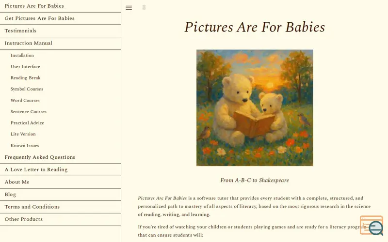 Screenshot of Pictures Are For Babies