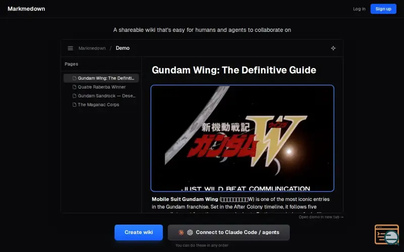 Screenshot of Markdown wikis that are easy for agents and humans