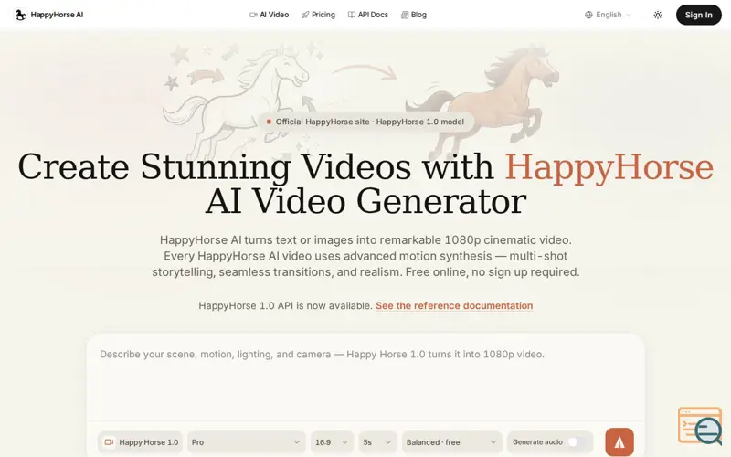 Screenshot of HappyHorse AI