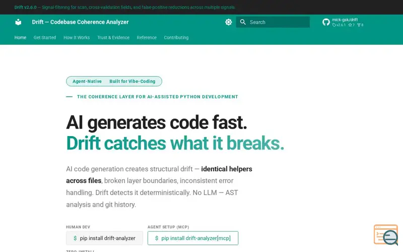 Screenshot of Vibe-coded your repo? Drift finds the architecture problems