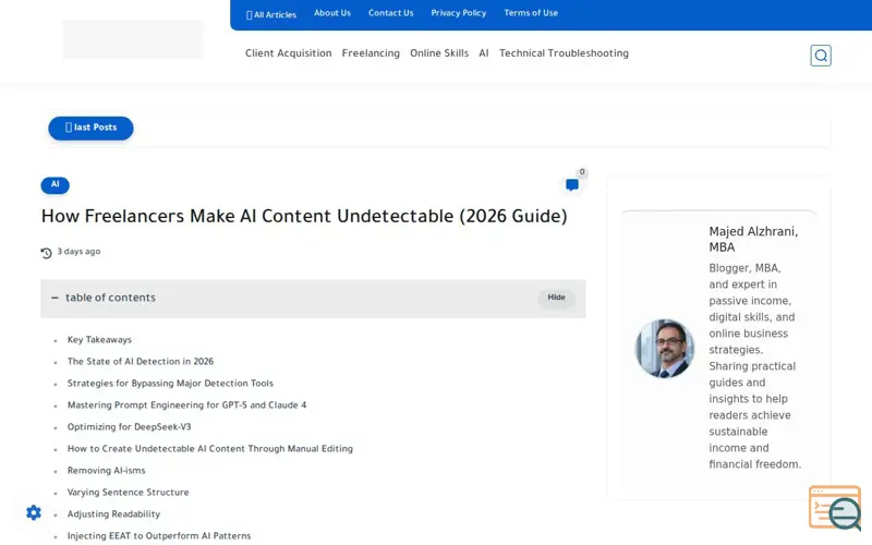 Screenshot of AI Content Undetectable Guide 2026