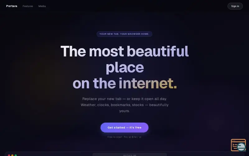 Screenshot of Portara Start Page