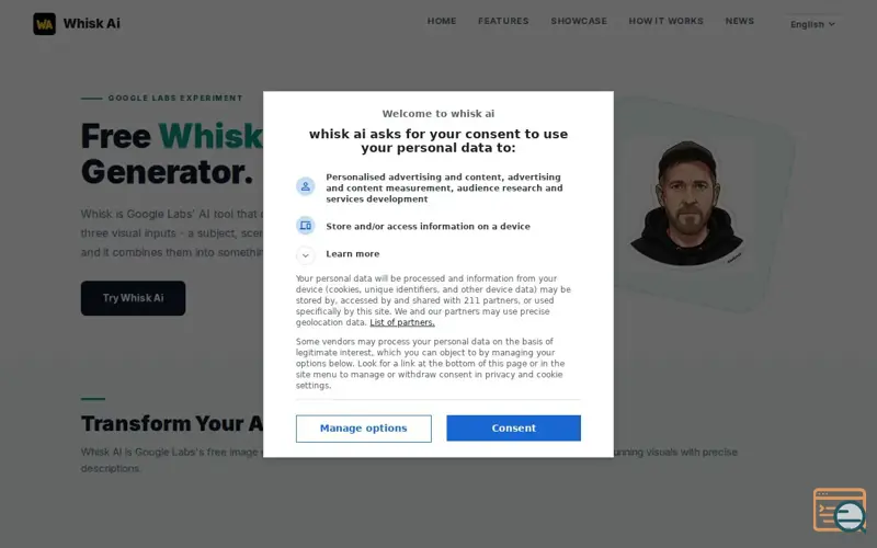 Screenshot of Whisk ai