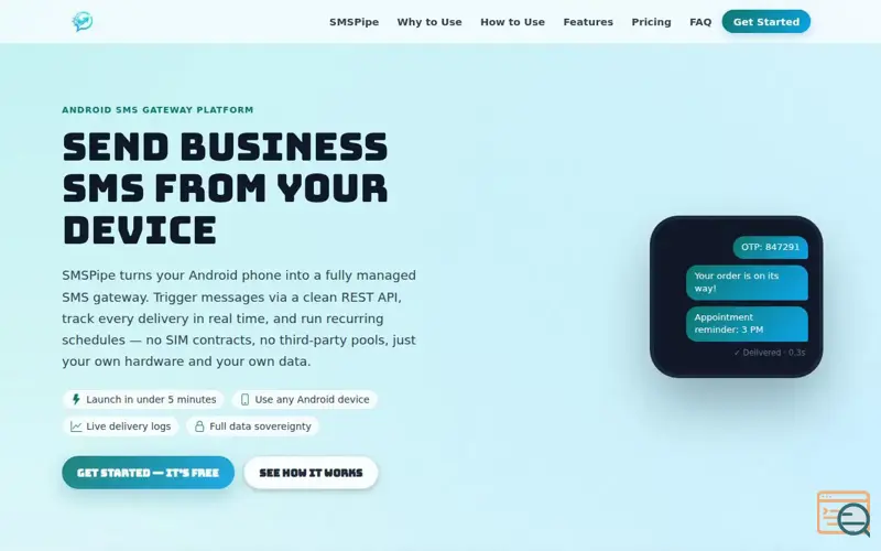 Screenshot of SMSPipe