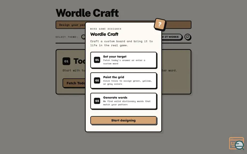 Screenshot of Wordle Craft