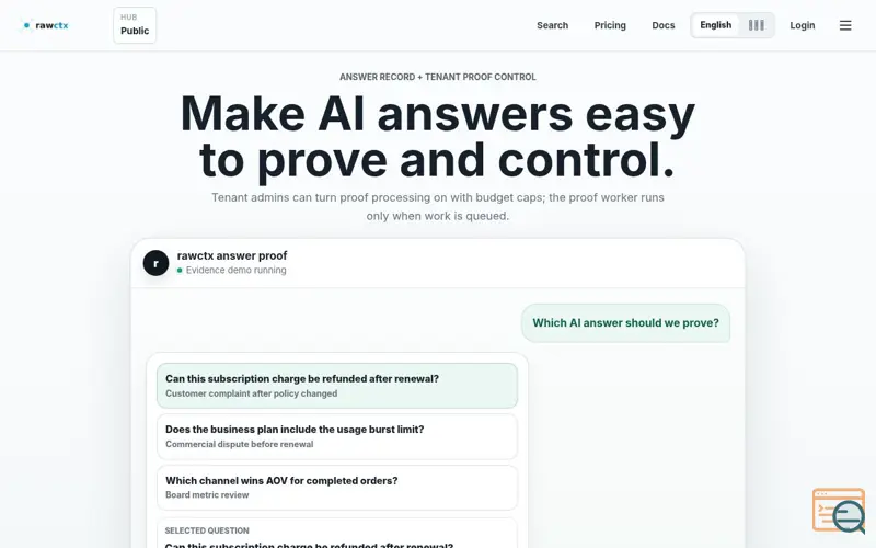 Screenshot of rawctx Answer Proof