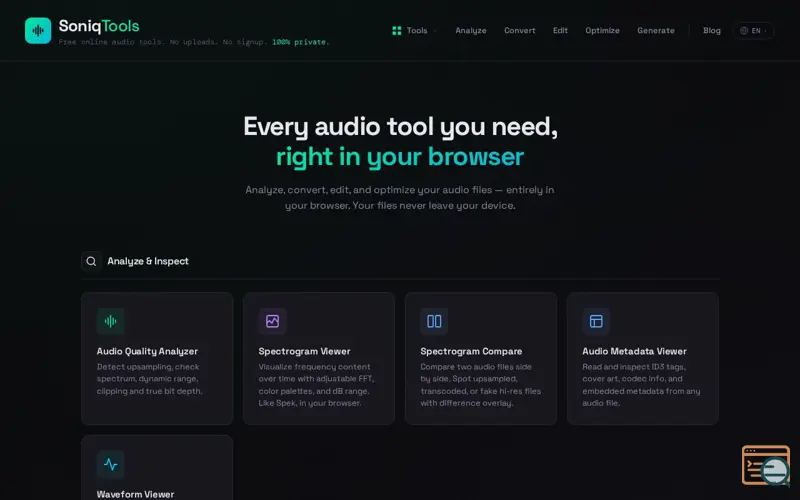 Screenshot of SoniqTools