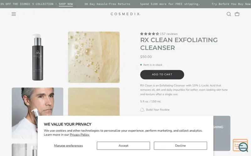Screenshot of RX Clean Exfoliating Cleanser