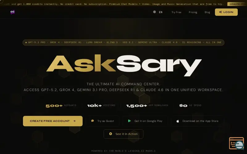 Screenshot of AskSary - The All-in-One AI Powerhouse