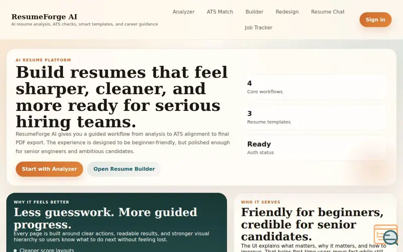 Screenshot of ResumeForgeAI