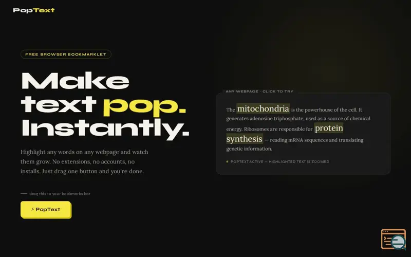 Screenshot of PopText 