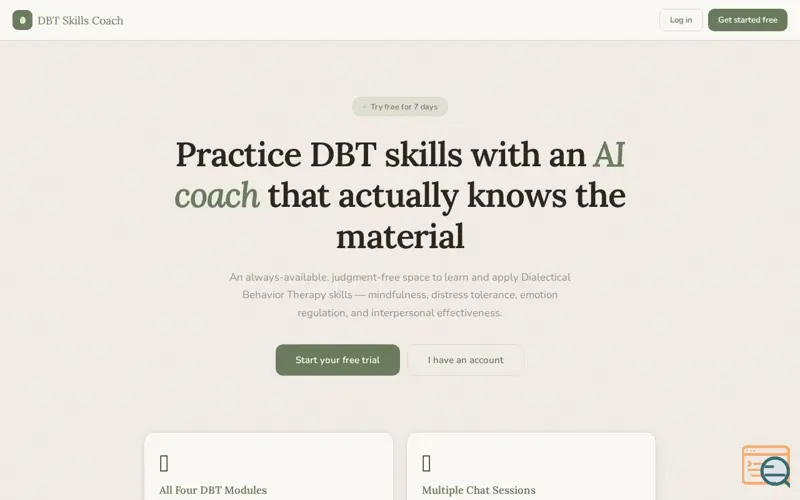 Screenshot of DBT Skills Coach