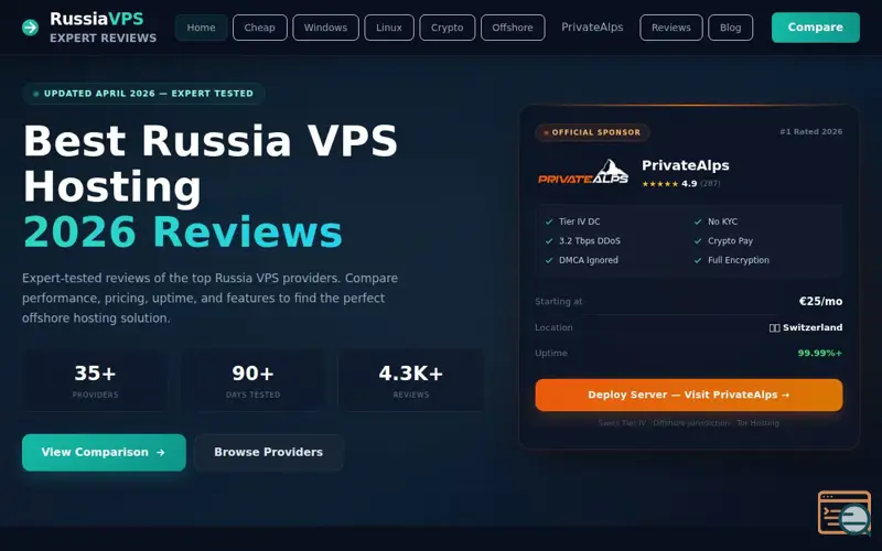 Screenshot of RussiaVPS