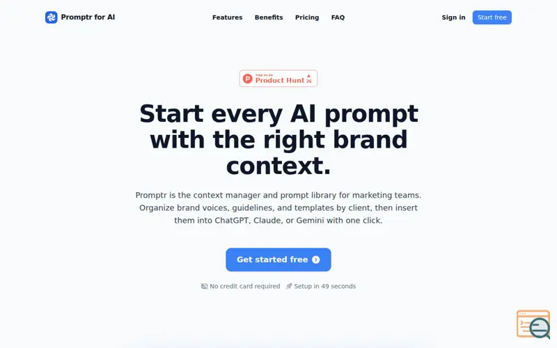 Screenshot of Promptr for AI