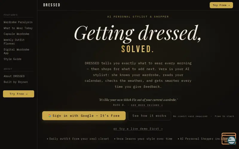 Screenshot of DRESSED