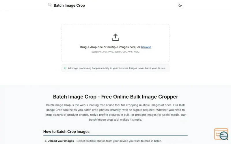 Screenshot of Batch Image Crop