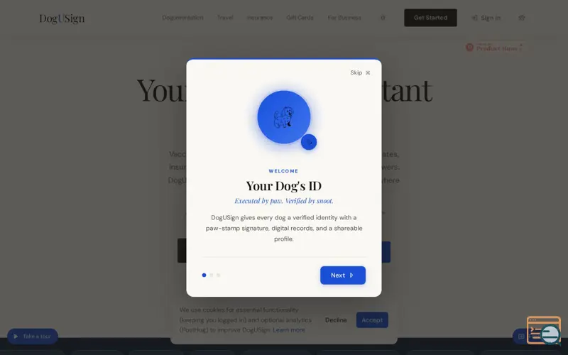Screenshot of DogUSign
