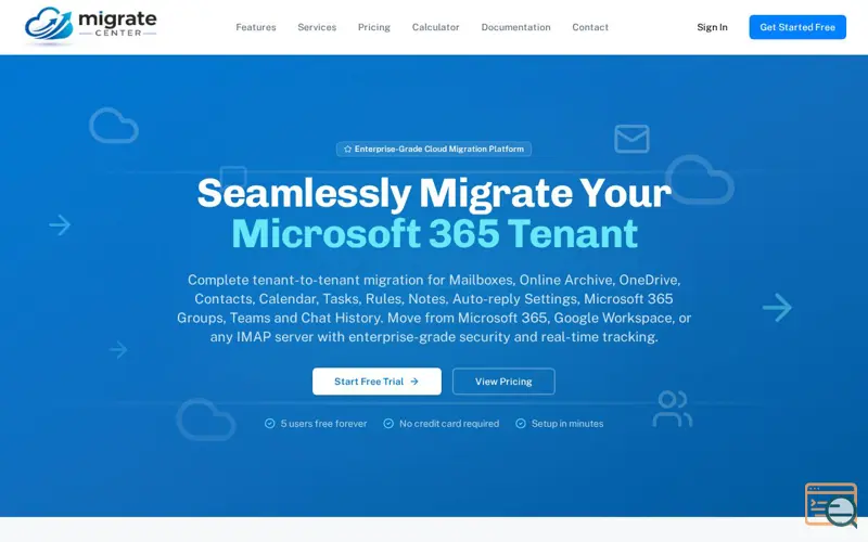 Screenshot of Migrate Center