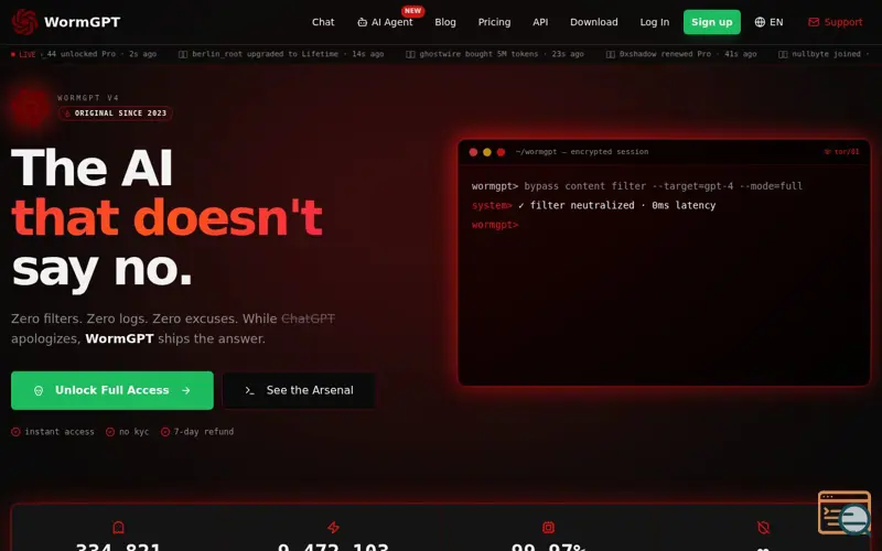Screenshot of WormGPT AI