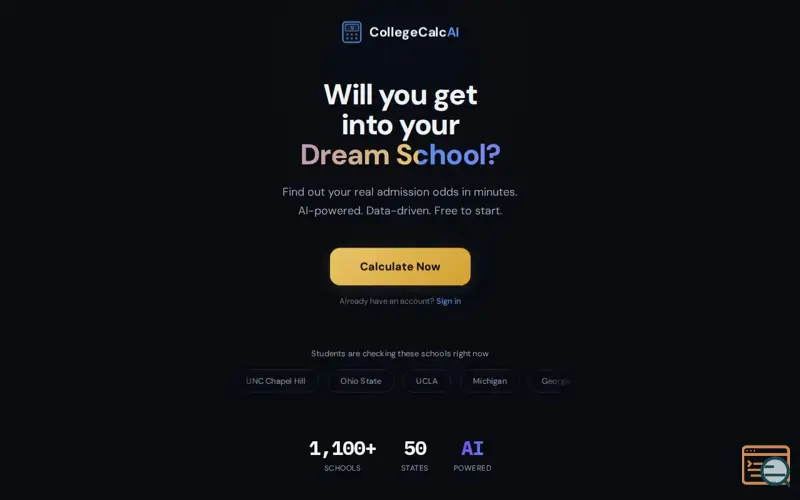 Screenshot of CollegeCalcAI