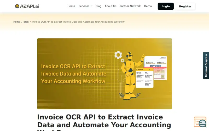 Screenshot of Invoice OCR API Accounting Automation