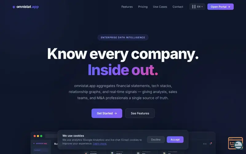 Screenshot of Omnistat — Company Intelligence Platform