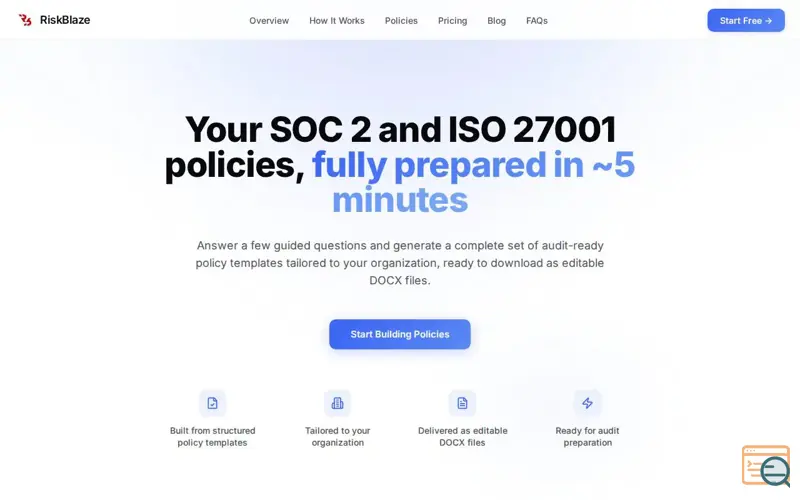 Screenshot of RiskBlaze Policy Builder
