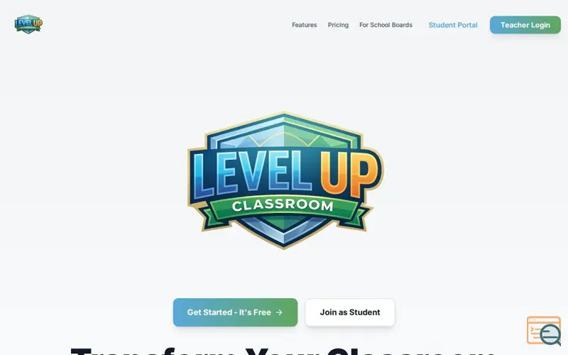 Screenshot of Level Up Classroom