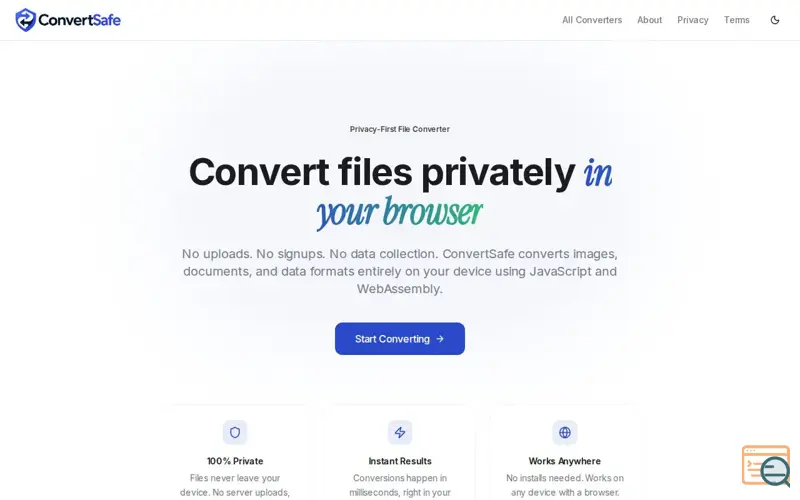 Screenshot of ConvertSafe