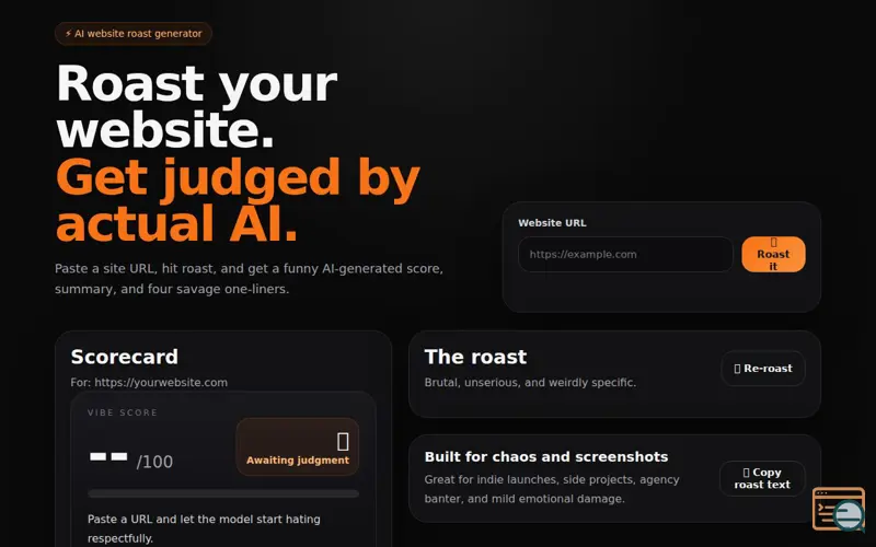Screenshot of  AI website roast generator