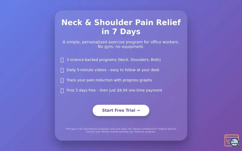 Screenshot of Neck Pain Relief: 7-Day Program
