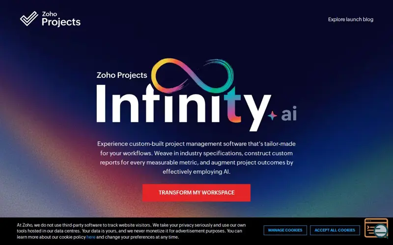 Screenshot of Zoho Projects Infinity.ai