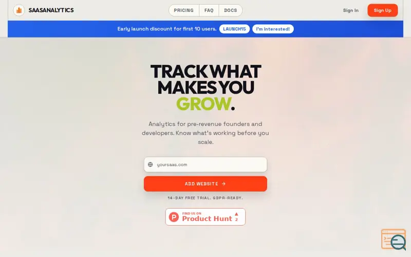 Screenshot of SaaSAnalytics