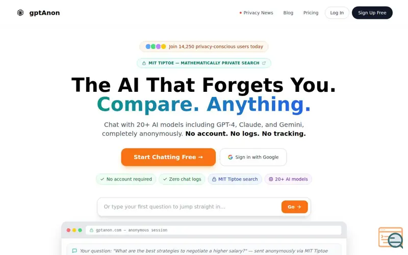 Screenshot of GPTAnon