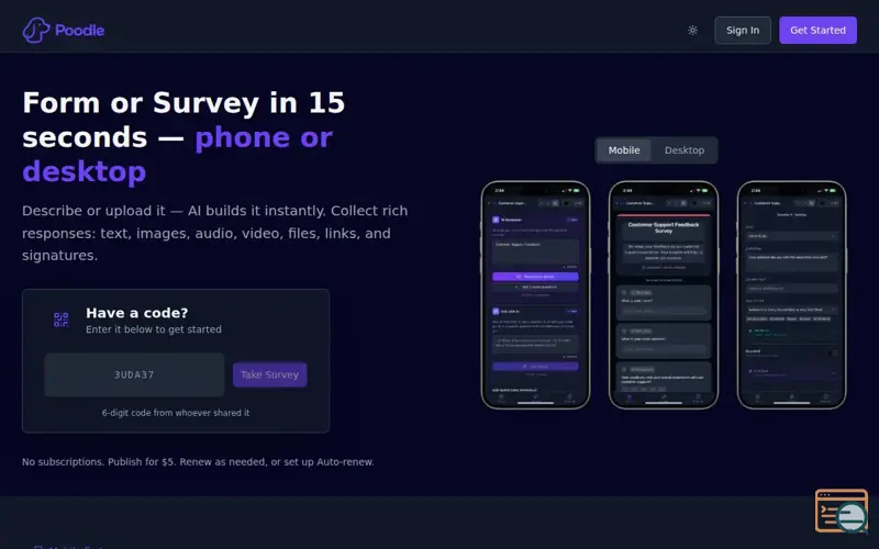 Screenshot of Poodle AI