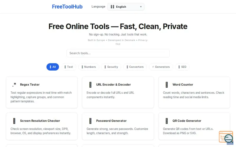 Screenshot of FreeToolHub