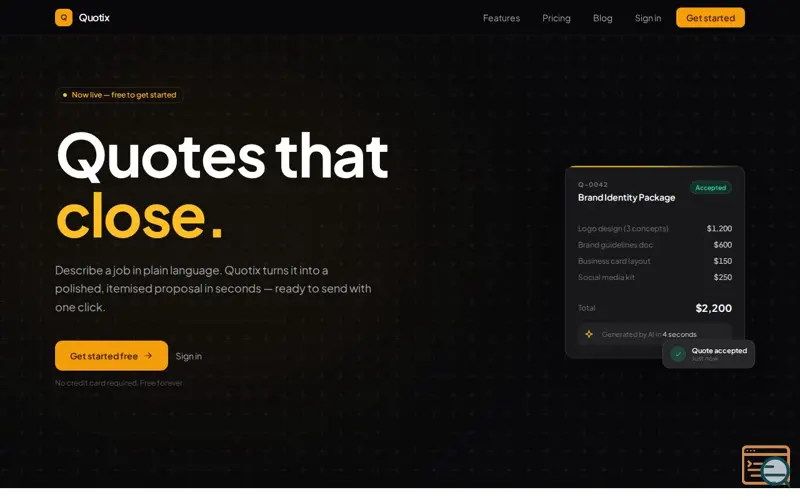 Screenshot of Quotix