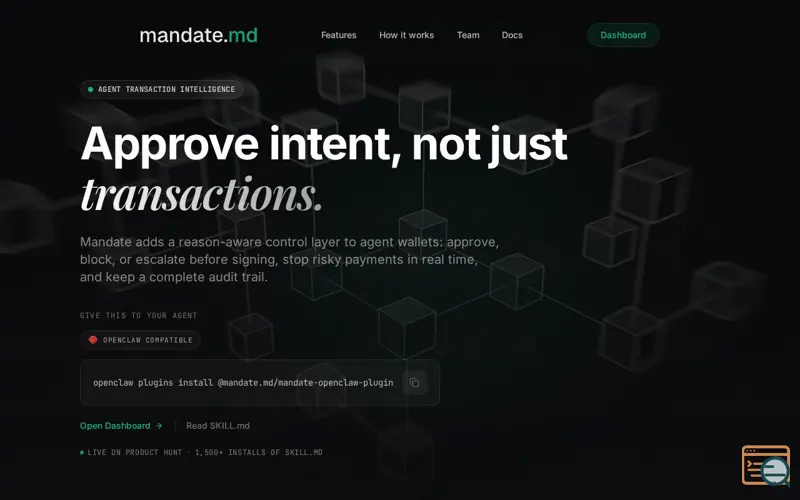 Screenshot of Mandate