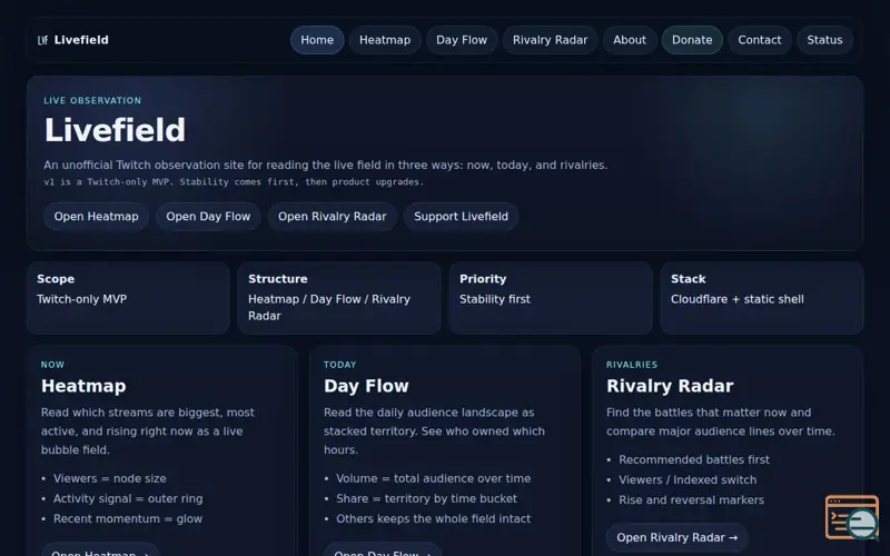 Screenshot of Livefield