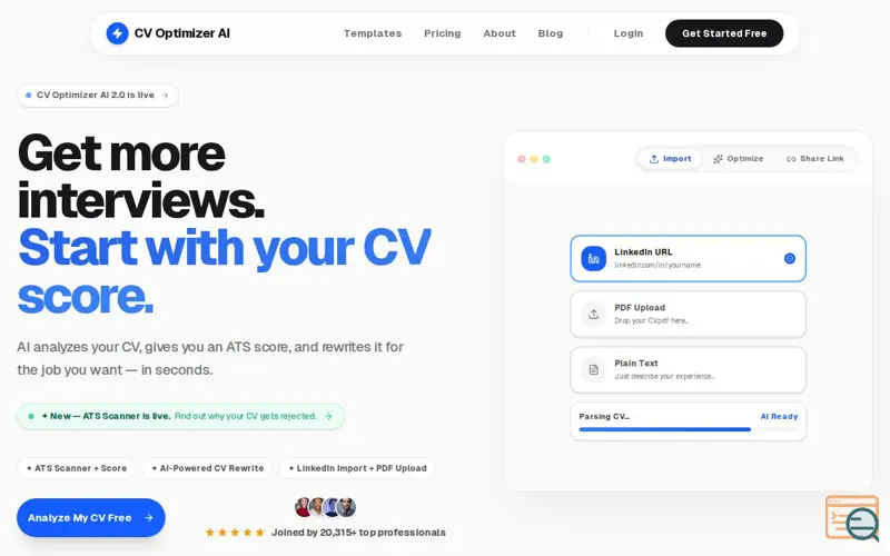 Screenshot of CV Optimizer AI